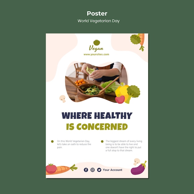 Poster di cibo sano per la giornata mondiale vegetariana