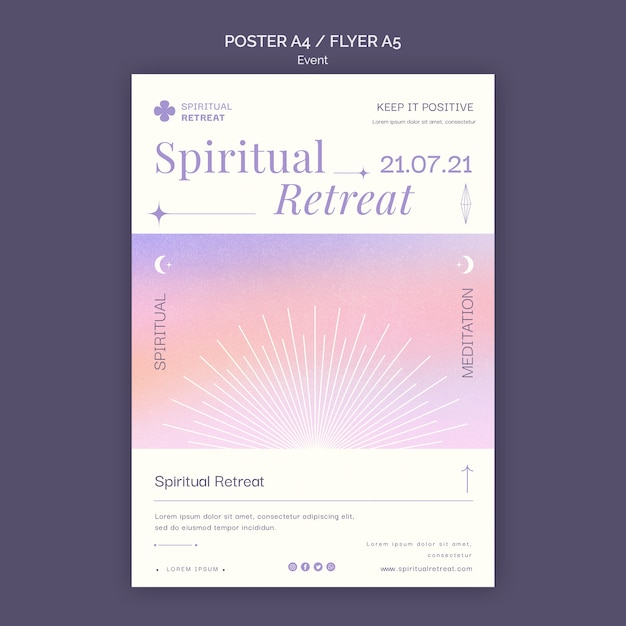 Poster di ritiro spirituale e modello di evento flyer design