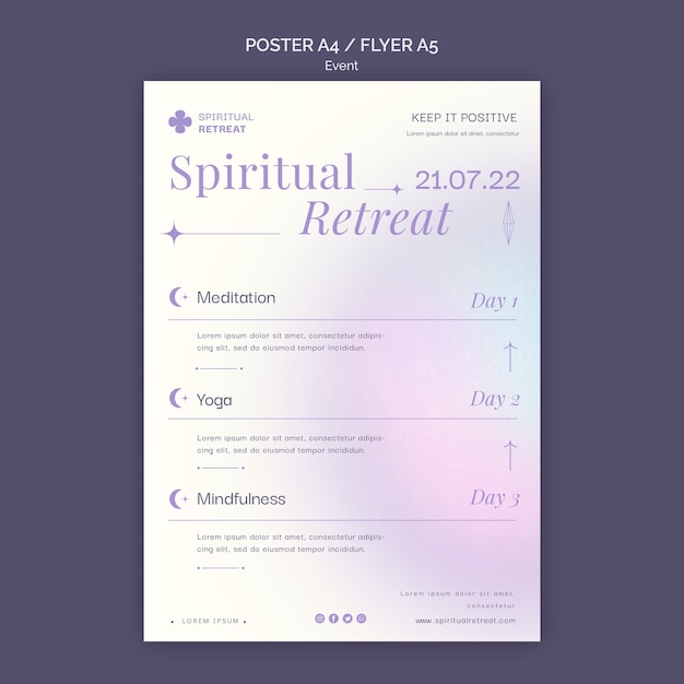Poster di ritiro spirituale e modello di evento flyer design