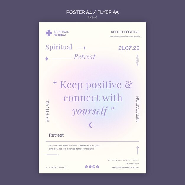 Poster di ritiro spirituale e modello di evento flyer design