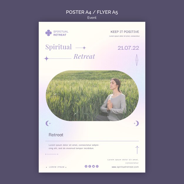 Poster di ritiro spirituale e modello di evento flyer design