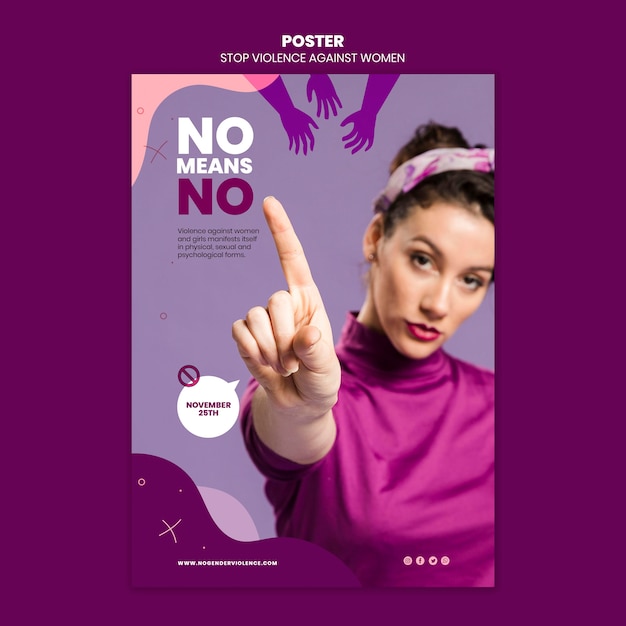 PSD gratuito póster de eliminación de la violencia contra la mujer con foto