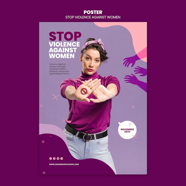 PSD gratuito póster eliminación de la violencia contra la mujer