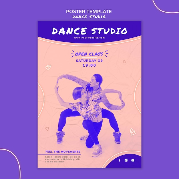 PSD gratuito póster de estudio de danza con foto.