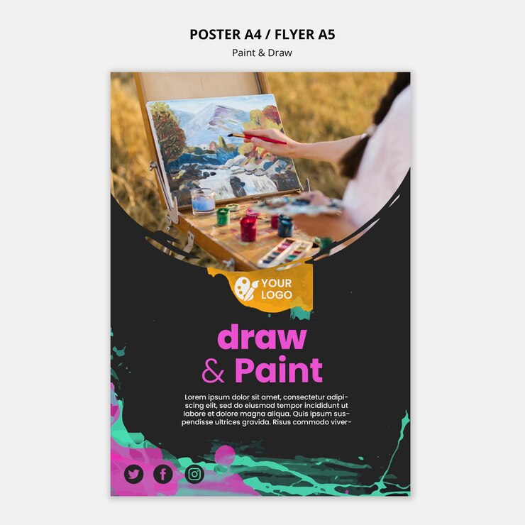 PSD Gratis poster for drawing and painting artists