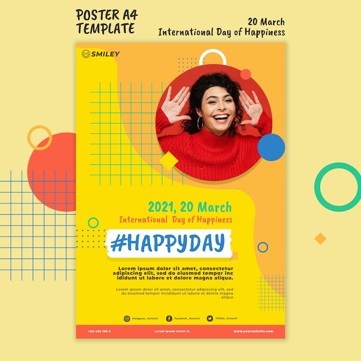 PSD Gratis poster hari kebahagiaan internasional