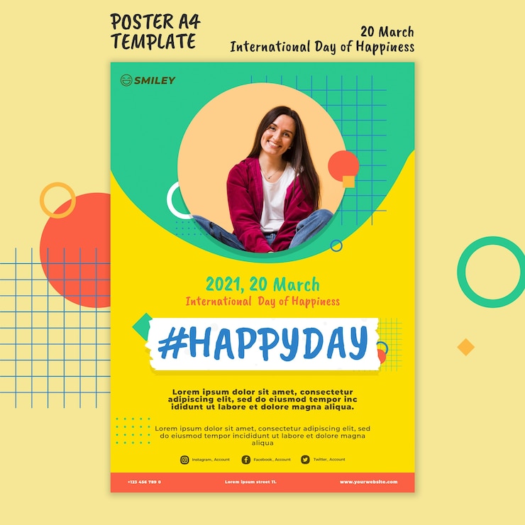 PSD Gratis poster hari kebahagiaan internasional