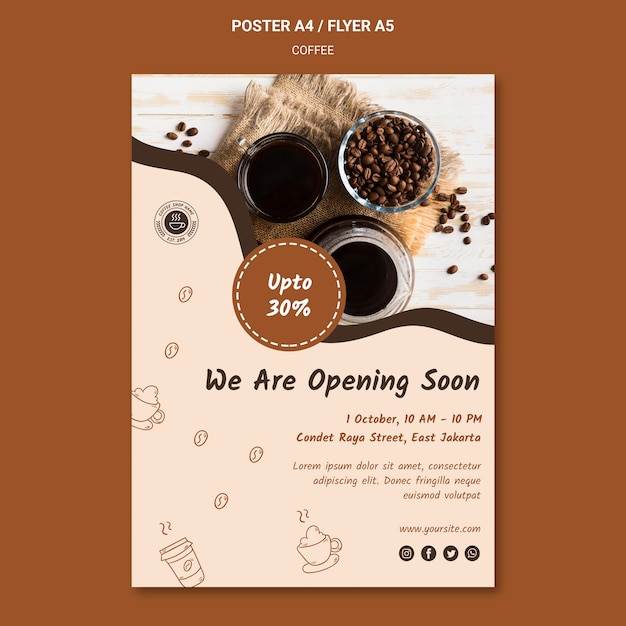Poster modello di annuncio caffetteria