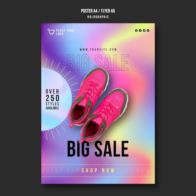 Poster modello di annuncio di vendita di scarpe da ginnastica