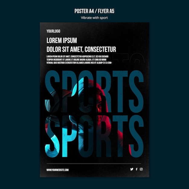 Poster modello di annuncio sportivo