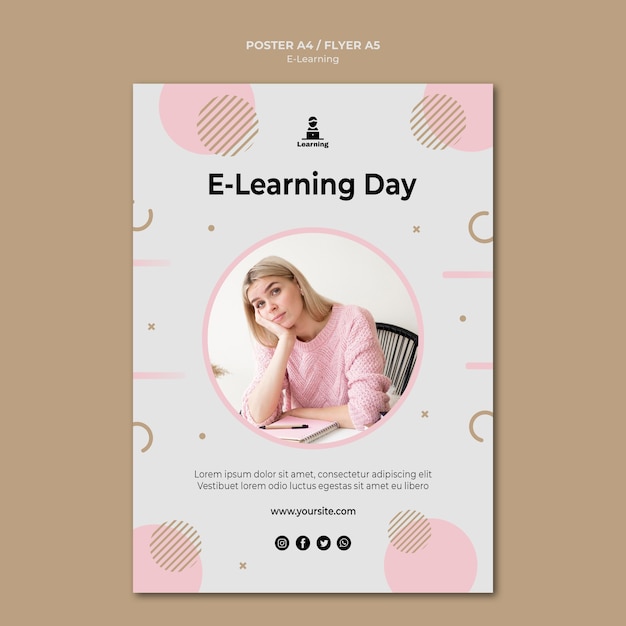 Gratis PSD poster ontwerp e-learning concept