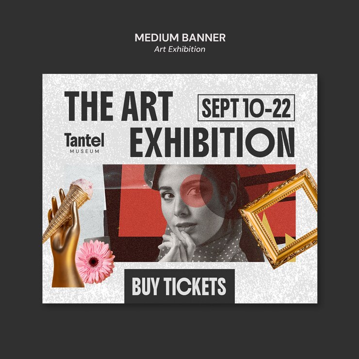 PSD Gratis poster pengumuman pameran seni