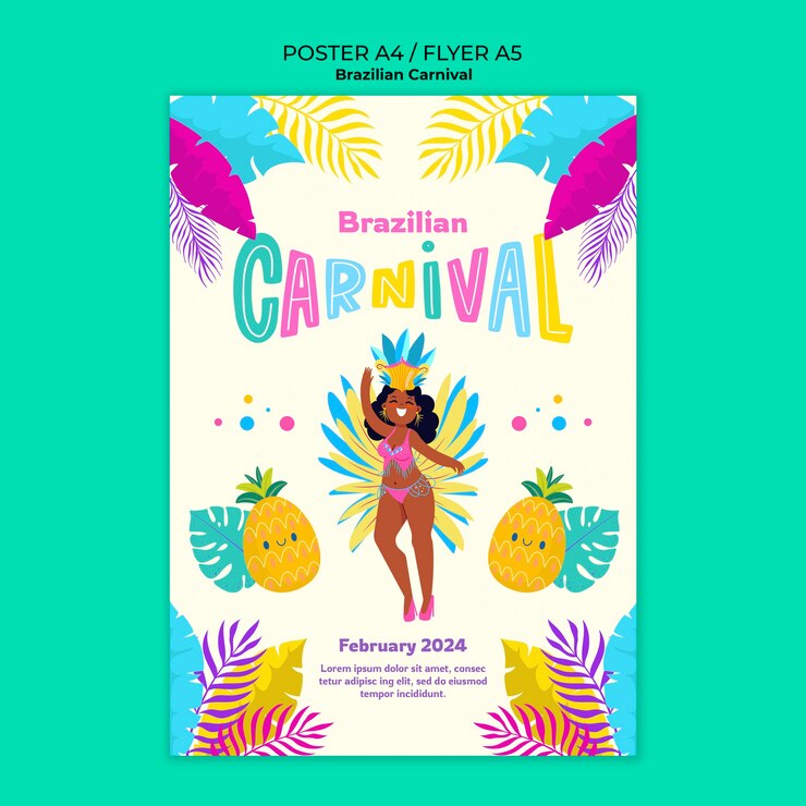 PSD gratuito poster per la celebrazione del carnevale brasiliano