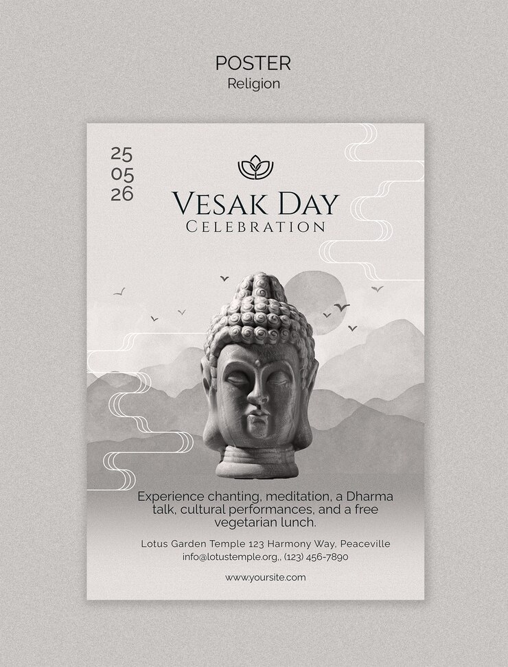 PSD gratuito poster per la celebrazione del giorno di vesak