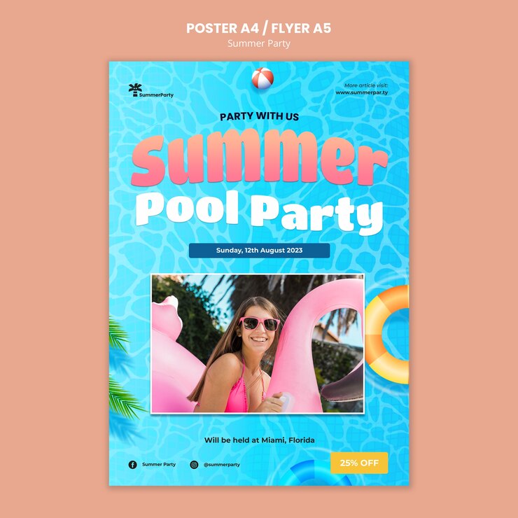 PSD gratuito póster plantilla de fiesta de verano