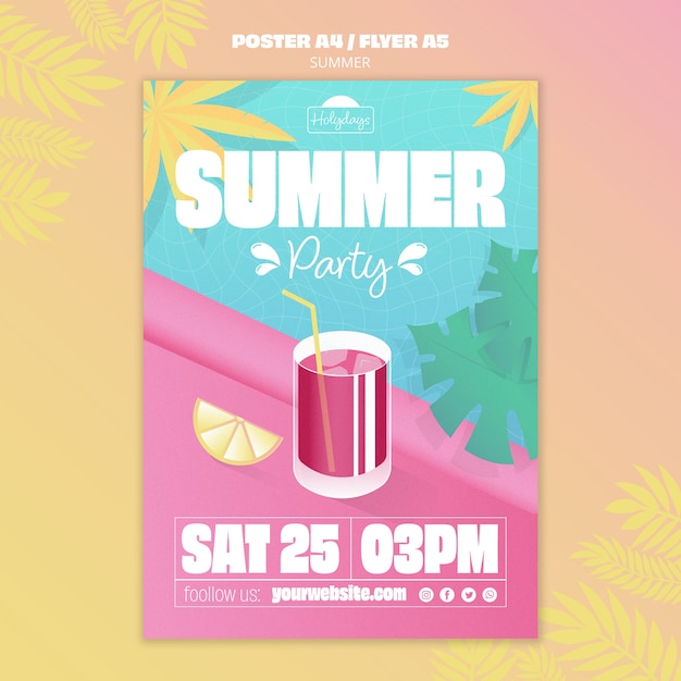 PSD gratuito póster plantilla de fiesta de verano