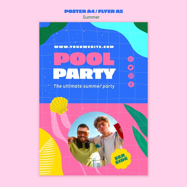 PSD gratuito póster plantilla de fiesta de verano