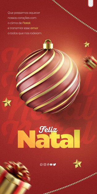 Poster de PSD editable Feliz Navidad y próspero año nuevo Fiestas de Navidad Feliz Natal en Brasil