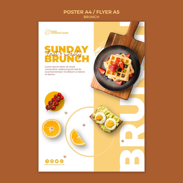 Gratis PSD poster sjabloon met brunch thema