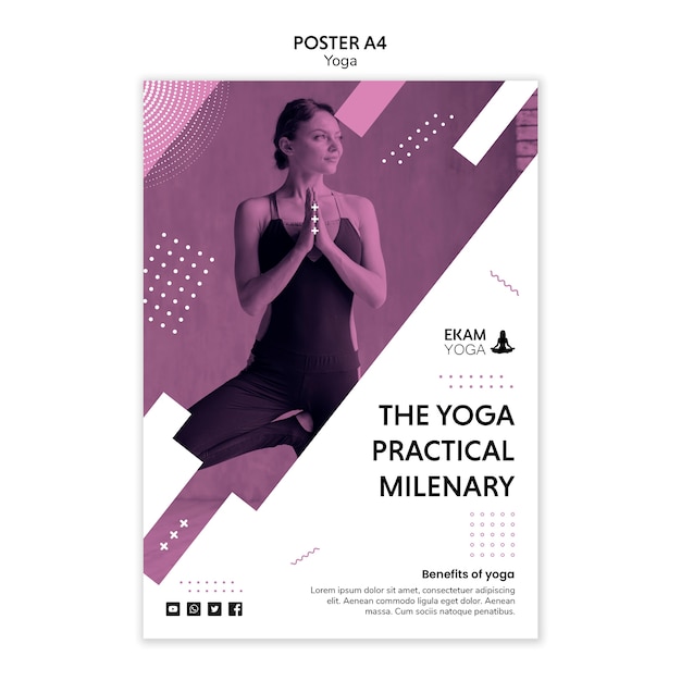 Gratis PSD poster sjabloon met yoga ontwerp