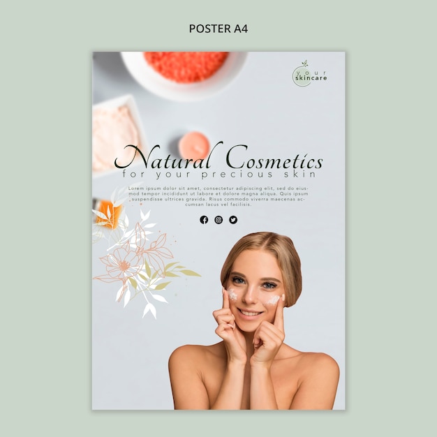 Gratis PSD poster sjabloon natuurlijke cosmetica