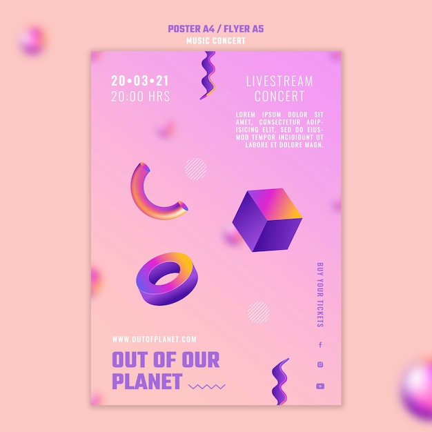 Poster sjabloon van out of our planet music concert