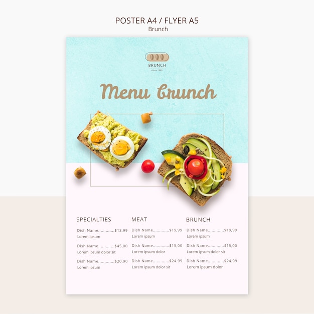 Poster sjabloon voor brunch menu