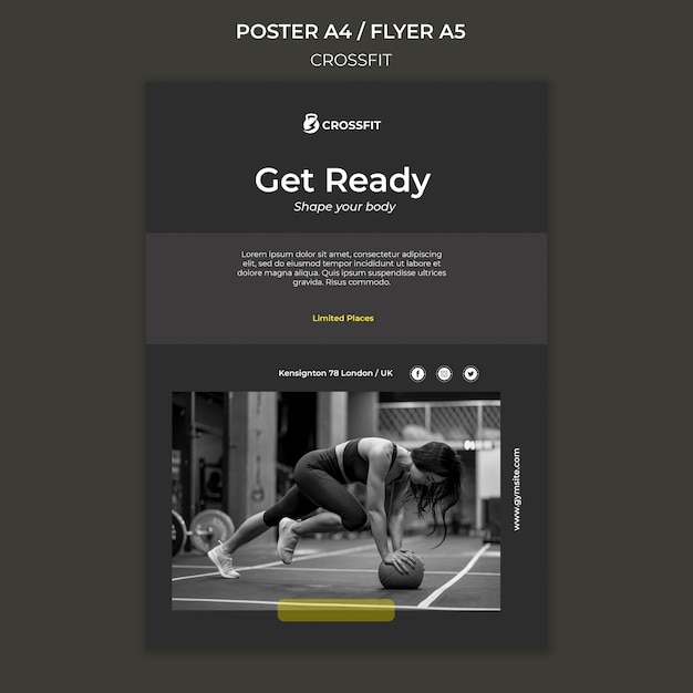 Gratis PSD poster sjabloon voor crossfit-oefening