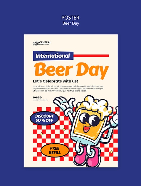 Gratis PSD poster sjabloon voor de viering van de bierdag