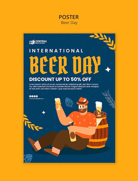 Gratis PSD poster sjabloon voor de viering van de bierdag