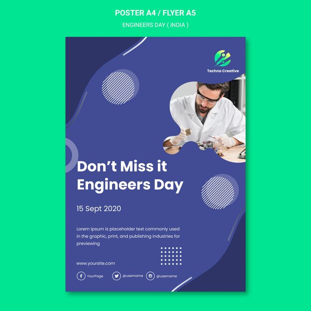 Poster sjabloon voor de viering van de dag van de ingenieurs