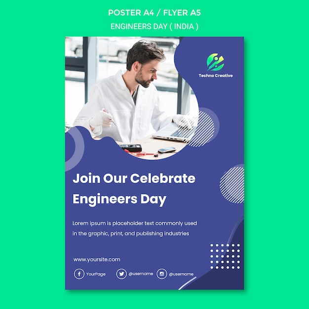 Poster sjabloon voor de viering van de dag van de ingenieurs