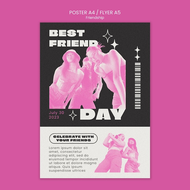 Gratis PSD poster sjabloon voor de viering van de vriendschapsdag