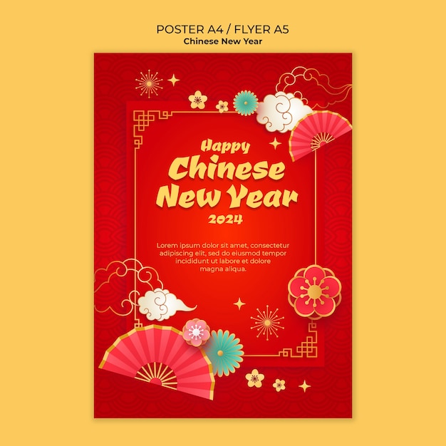 Poster sjabloon voor de viering van het Chinese nieuwjaar