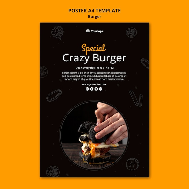 Gratis PSD poster sjabloon voor hamburger bistro