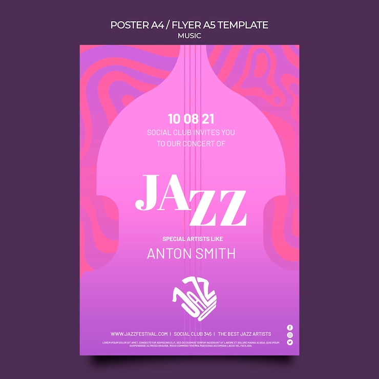 Gratis PSD poster sjabloon voor jazzfestival en club