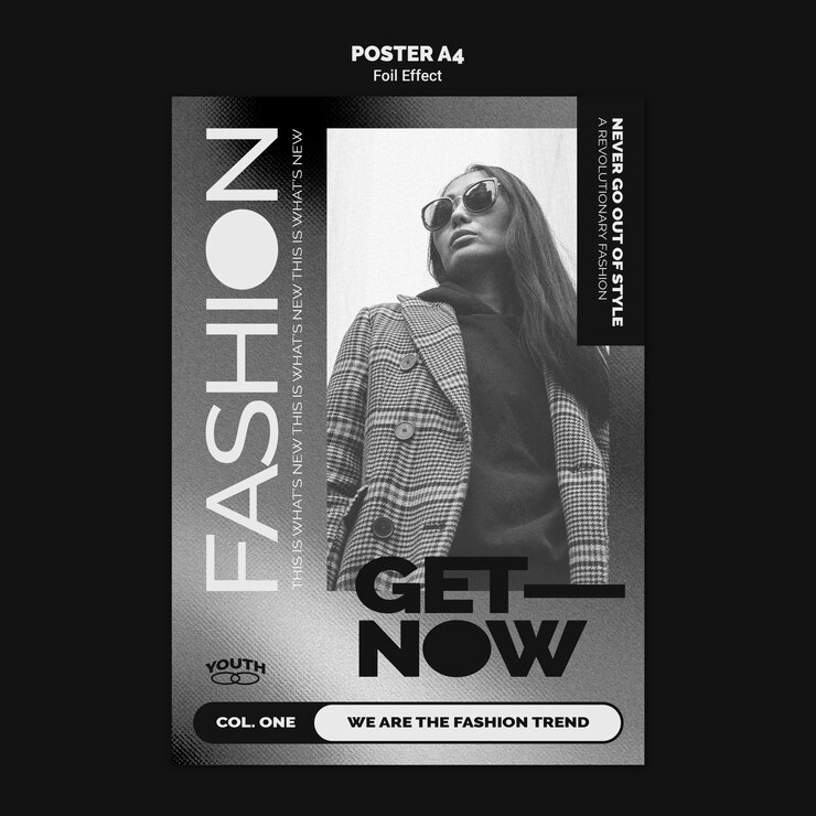Gratis PSD poster sjabloon voor mode met folie-effect