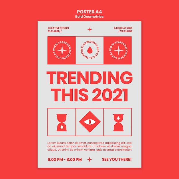 Gratis PSD poster sjabloon voor nieuwjaarsoverzicht en trends