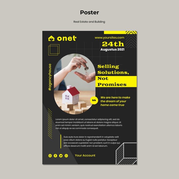 Poster sjabloon voor onroerend goed en gebouw