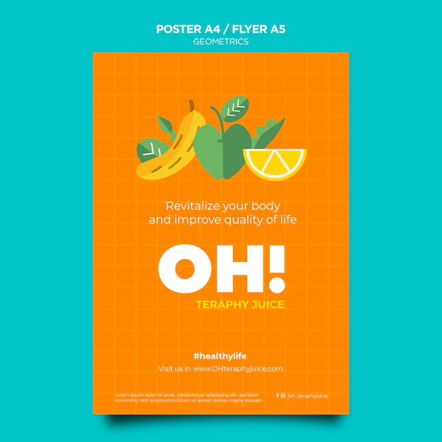 Gratis PSD poster sjabloon voor recepten voor fruitsmoothies