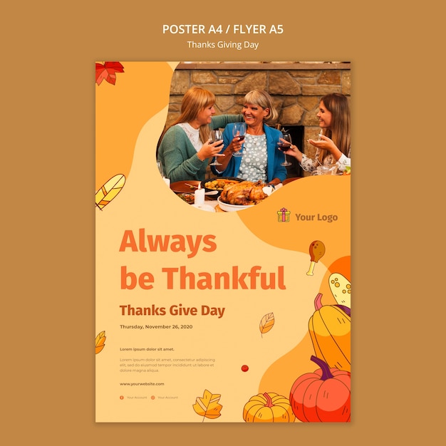 Gratis PSD poster sjabloon voor thanksgiving feest