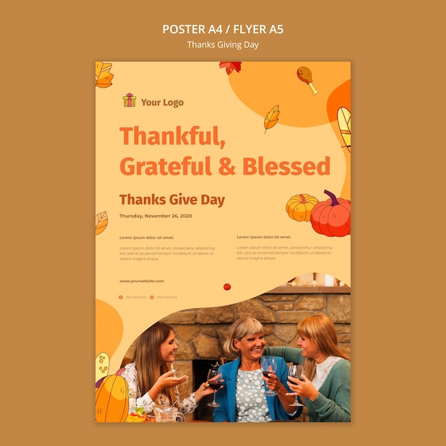 Gratis PSD poster sjabloon voor thanksgiving feest