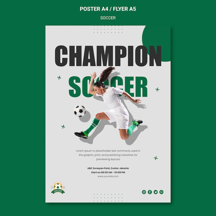 Gratis PSD poster sjabloon voor voetbalcompetitie voor vrouwen