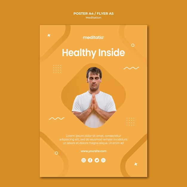 Gratis PSD poster stijl meditatie concept