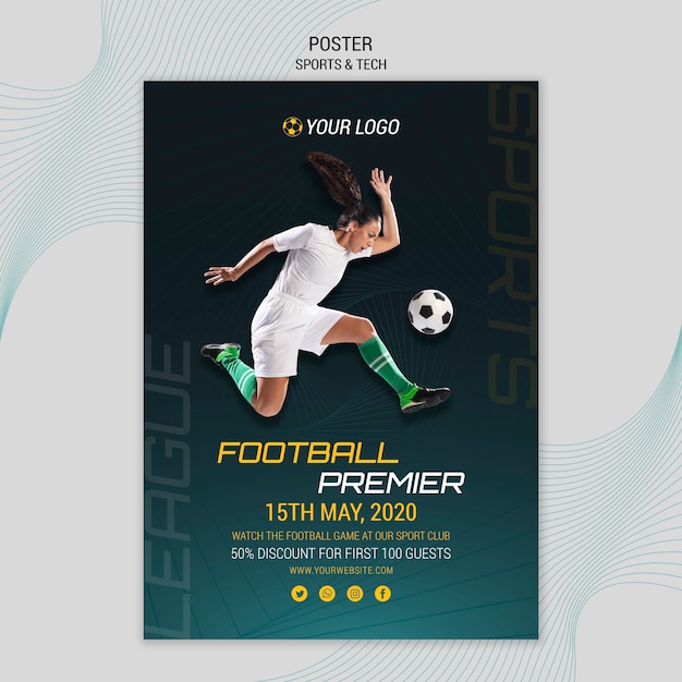 Gratis PSD poster thema met sport en tech thema