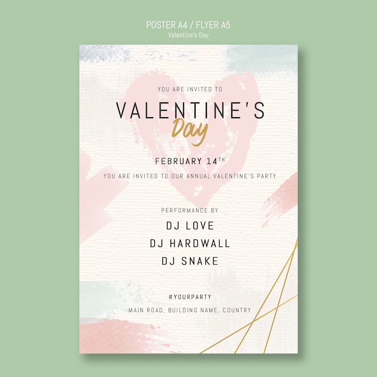 PSD Gratis poster undangan pesta hari valentine