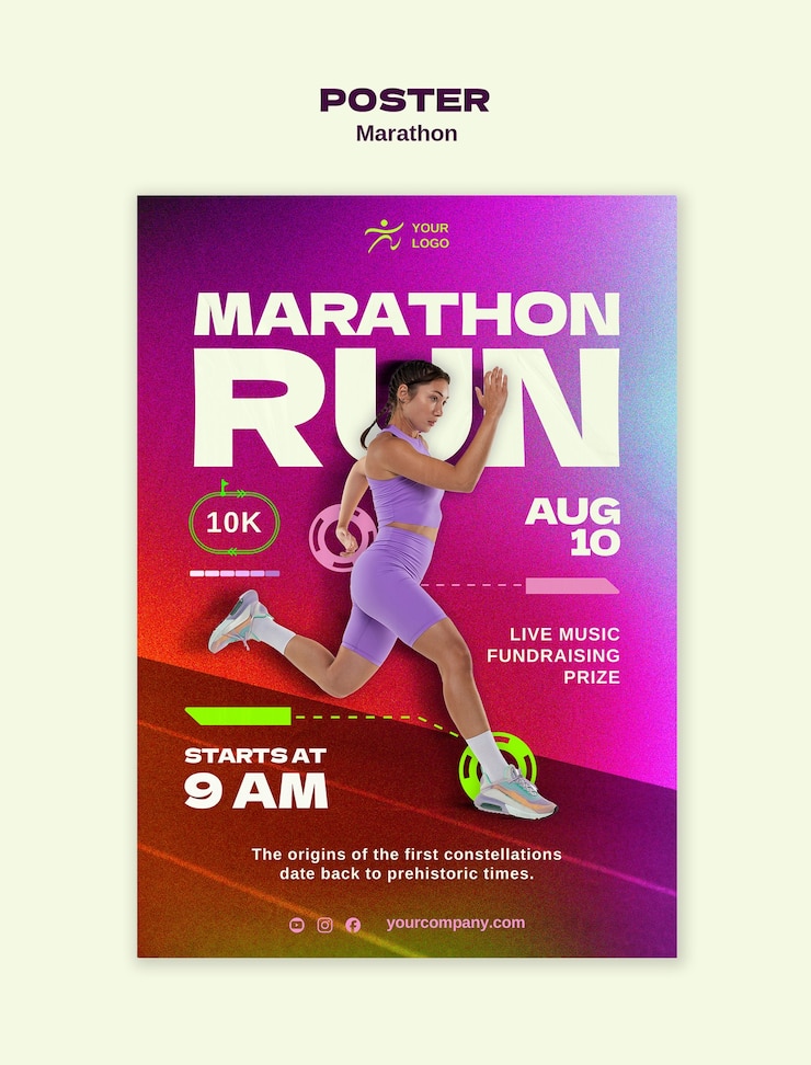 Gratis PSD poster van een marathonwedstrijd