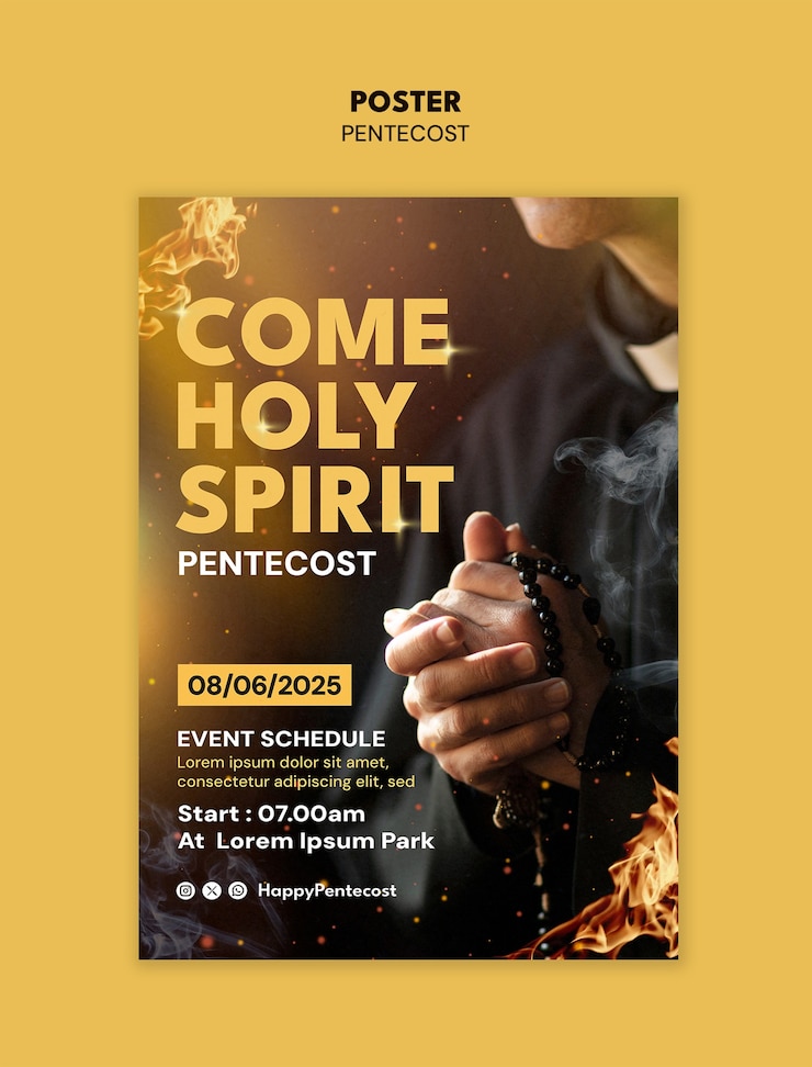 Gratis PSD poster van een religieuze pinkstergebeurtenis