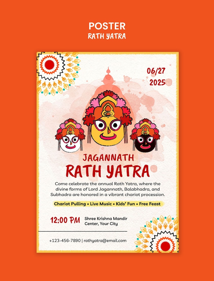 Gratis PSD poster van het rath yatra festival