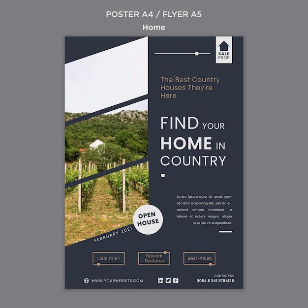 Póster vertical para encontrar el hogar perfecto